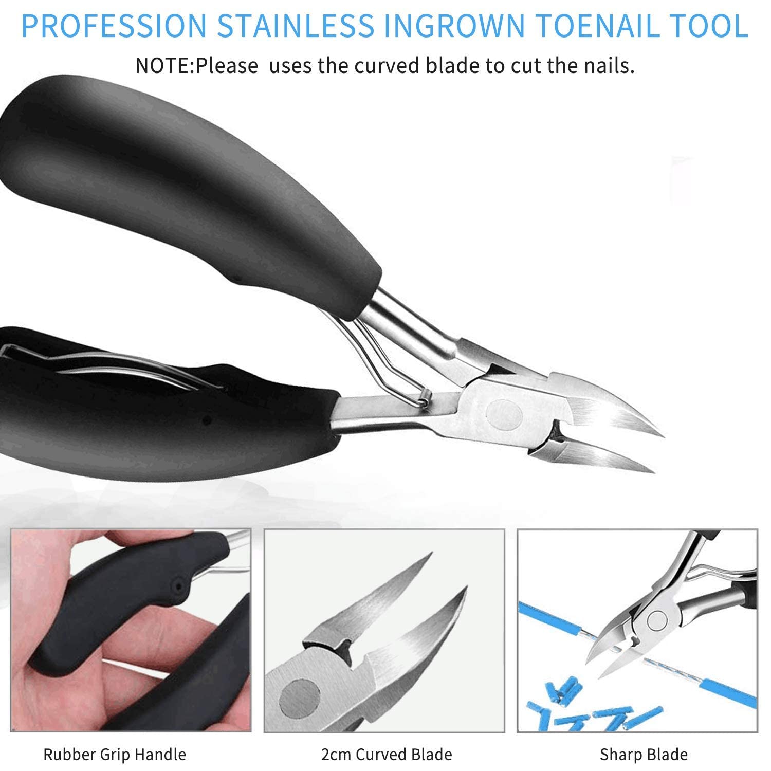 Nail Clipper, Professional Thick & Ingrown Toenail Correction Tool, Pedicure Clippers Toe Nail Cutter for Men & Women, Super Sharp Curved Blade Grooming Tool | Multi |