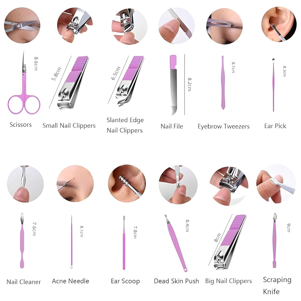 Nail Clipper Kit – 16 Pieces Stainless Steel Manicure Kit, Nail Care Tools for Hand & Feet, Nail Clippers Pedicure Professional Grooming Kits...