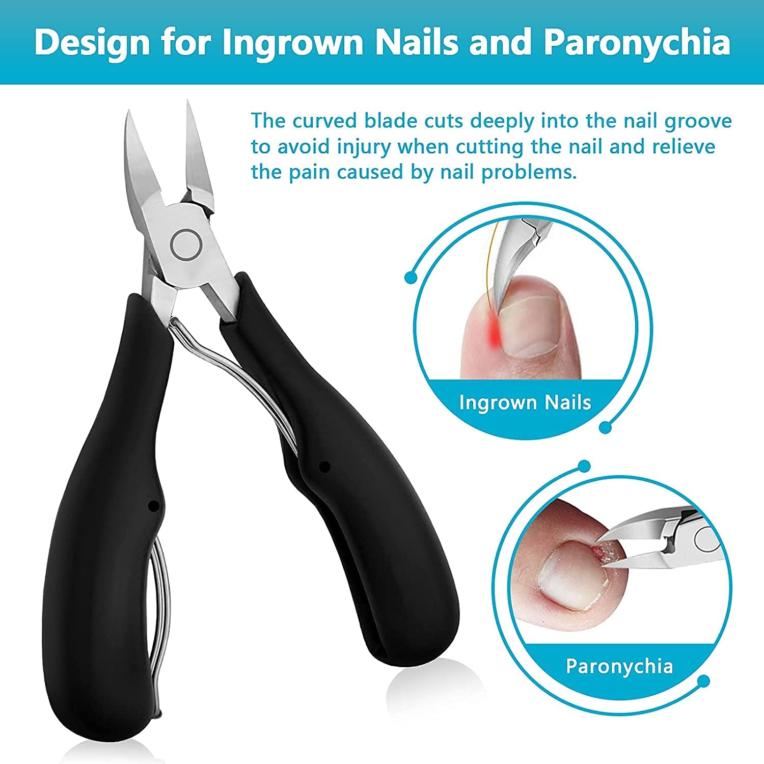 Nail Clipper, Professional Thick & Ingrown Toenail Correction Tool, Pedicure Clippers Toe Nail Cutter for Men & Women, Super Sharp Curved Blade Grooming Tool | Multi |