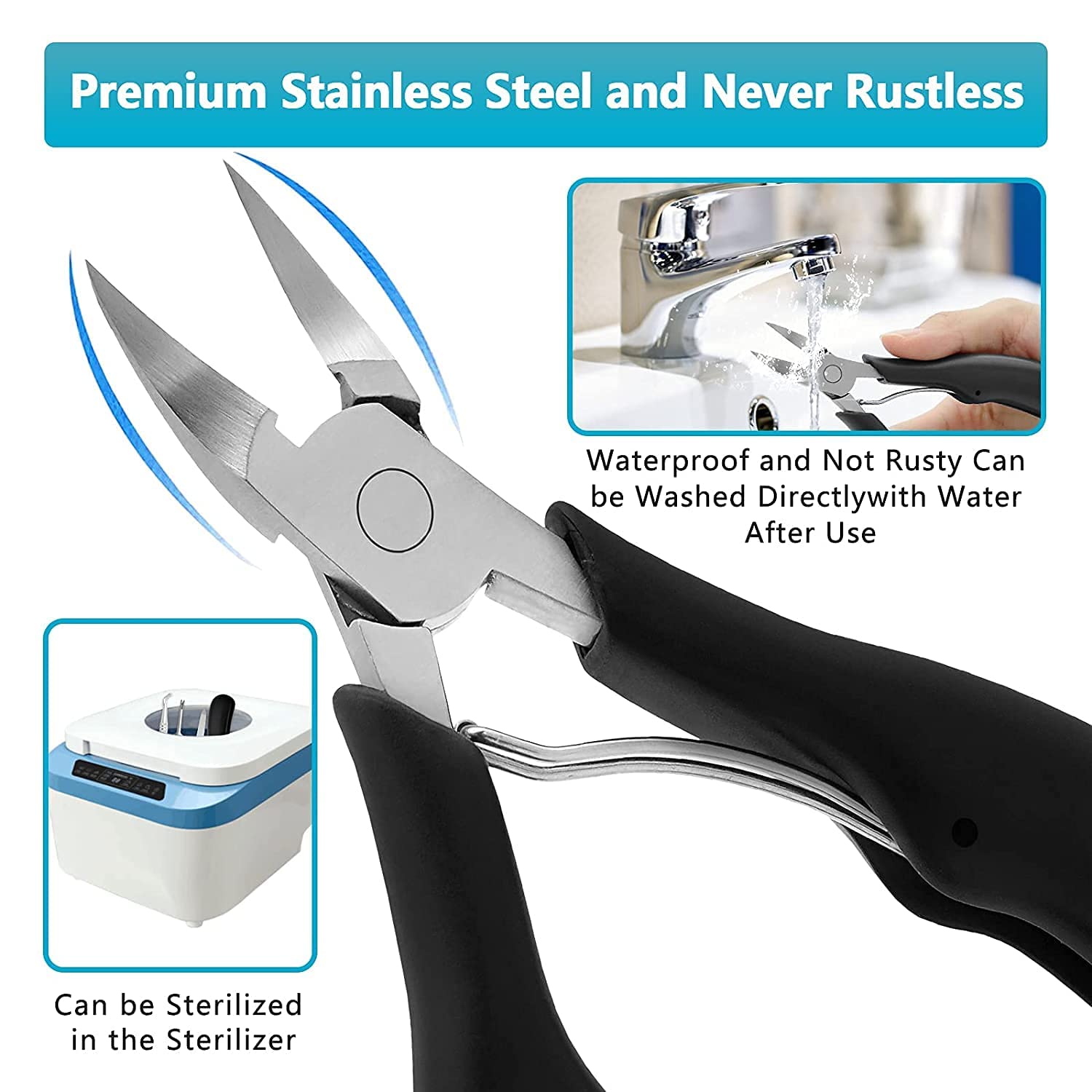 Nail Clipper, Professional Thick & Ingrown Toenail Correction Tool, Pedicure Clippers Toe Nail Cutter for Men & Women, Super Sharp Curved Blade Grooming Tool | Multi |