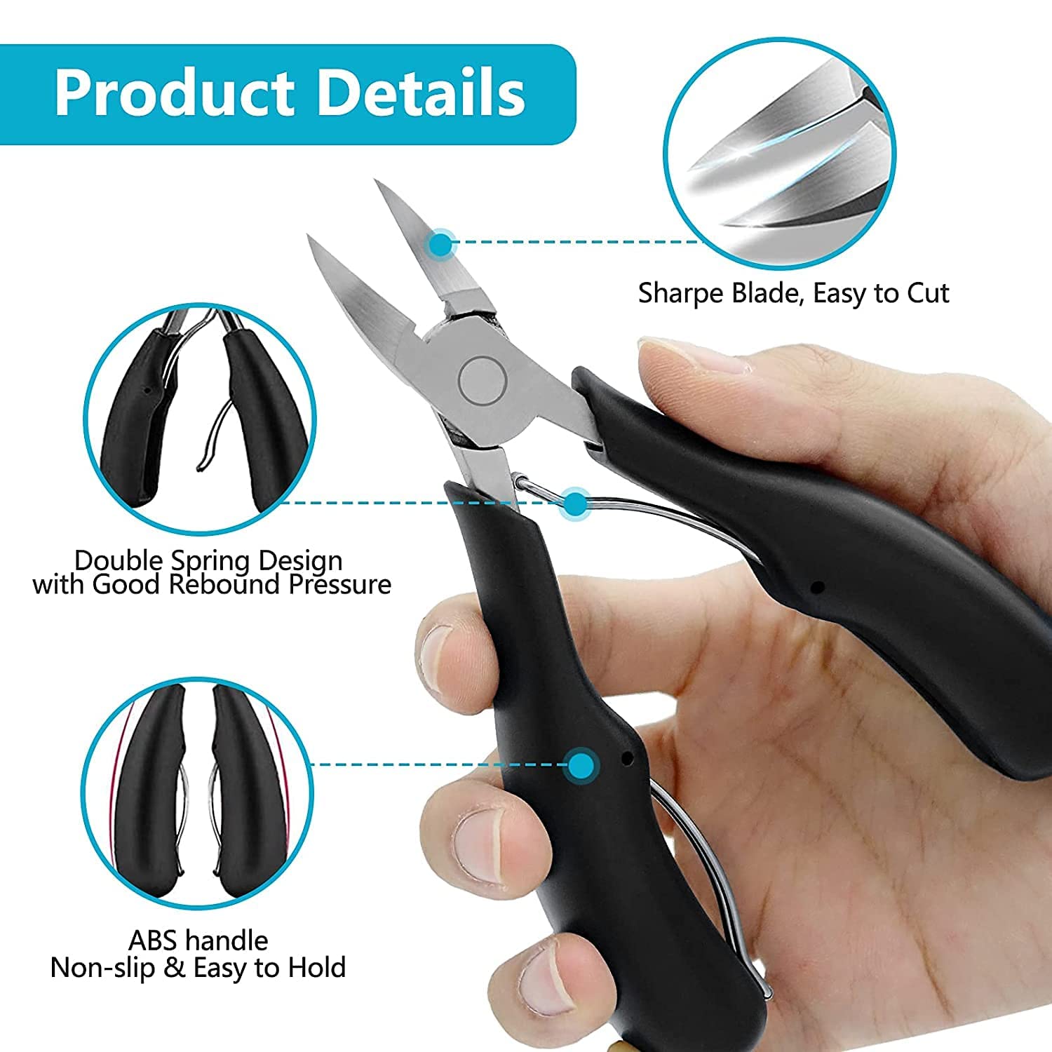 Nail Clipper, Professional Thick & Ingrown Toenail Correction Tool, Pedicure Clippers Toe Nail Cutter for Men & Women, Super Sharp Curved Blade Grooming Tool | Multi |