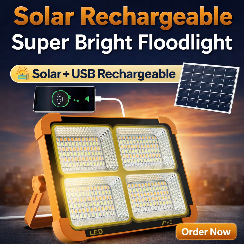 Solar & USB Rechargeable – High-Power Portable LED Floodlight